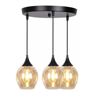 Závesné designové svietidlo ASPA - 3xE27, 40W, čierne / jantárové
