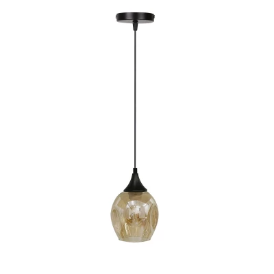 Závesné designové svietidlo ASPA - 1xE27, 40W, čierne / jantárové