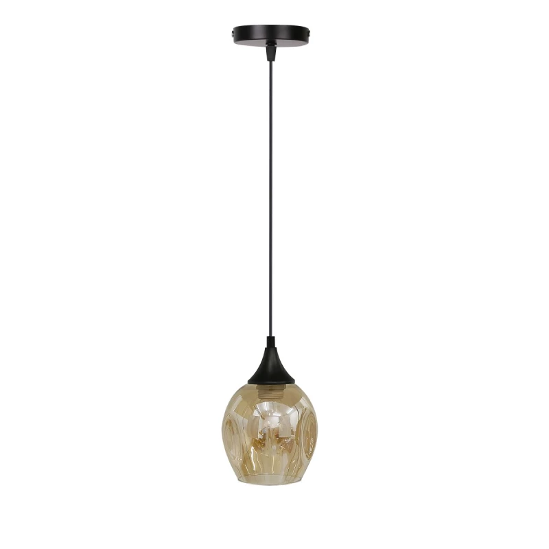 Závesné designové svietidlo ASPA - 1xE27, 40W, čierne / jantárové