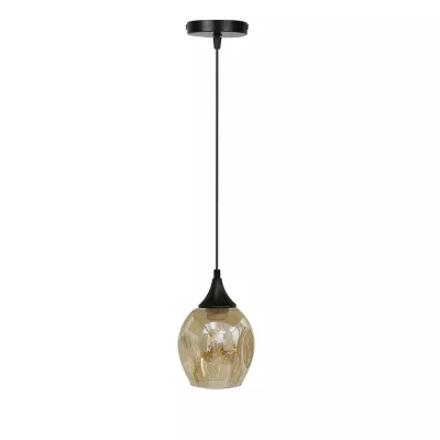 Závesné designové svietidlo ASPA - 1xE27, 40W, čierne / jantárové