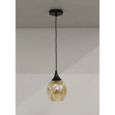 Závesné designové svietidlo ASPA - 1xE27, 40W, čierne / jantárové