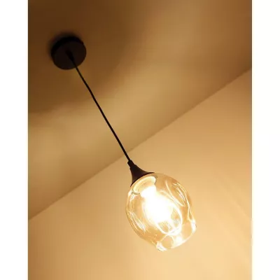 Závesné designové svietidlo ASPA - 1xE27, 40W, čierne / jantárové