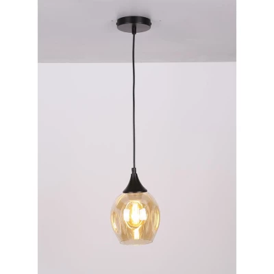 Závesné designové svietidlo ASPA - 1xE27, 40W, čierne / jantárové