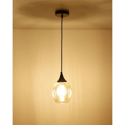 Závesné designové svietidlo ASPA - 1xE27, 40W, čierne / jantárové