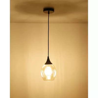 Závesné designové svietidlo ASPA - 1xE27, 40W, čierne / jantárové