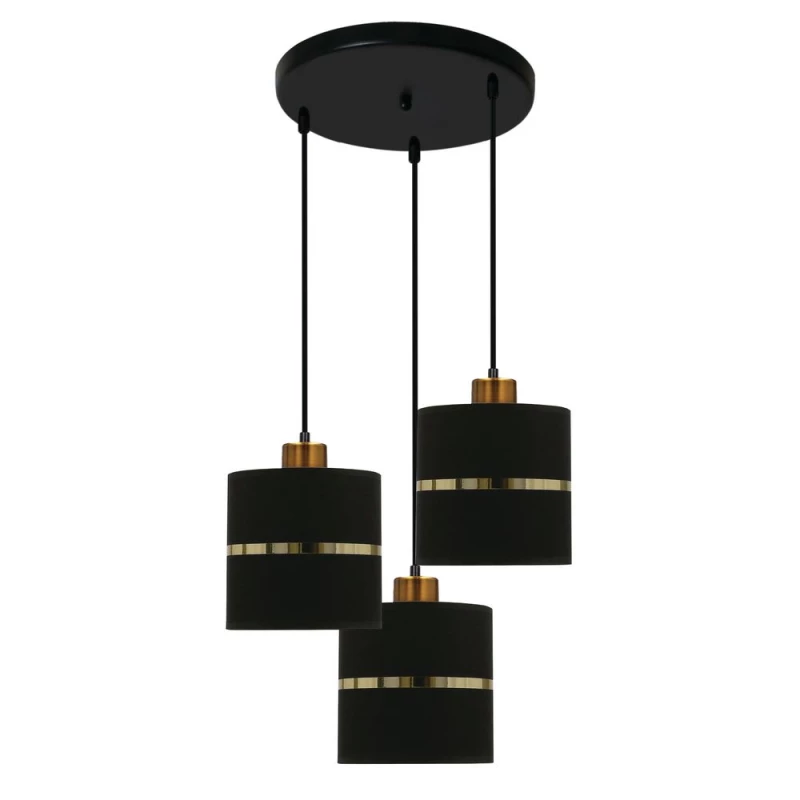 Moderné závesné osvetlenie ASSAM - 3xE27, 60W, čierne / zlaté
