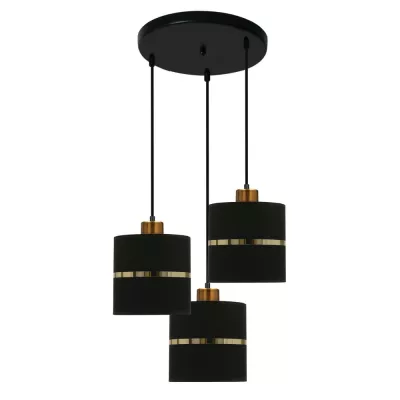 Moderné závesné osvetlenie ASSAM - 3xE27, 60W, čierne / zlaté