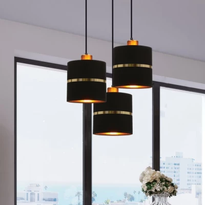 Moderné závesné osvetlenie ASSAM - 3xE27, 60W, čierne / zlaté