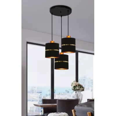Moderné závesné osvetlenie ASSAM - 3xE27, 60W, čierne / zlaté