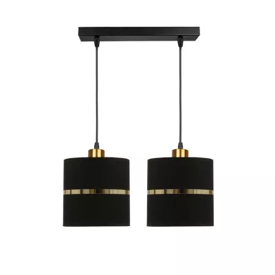 Závesné moderné svetlo nad jedálenský stôl ASSAM - 2xE27, 60W, čierne / zlaté