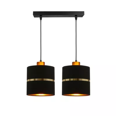Závesné moderné svetlo nad jedálenský stôl ASSAM - 2xE27, 60W, čierne / zlaté