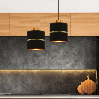 Závesné moderné svetlo nad jedálenský stôl ASSAM - 2xE27, 60W, čierne / zlaté