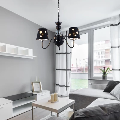 Závesné trojramenné svetlo na reťazi BATLEY - 3xE14, 60W, čierne