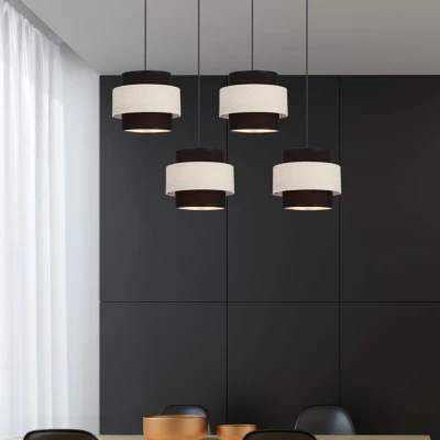 Závesné moderné svetlo nad jedálenský stôl BENTA - 4xE27, 40W, čierne / krémové