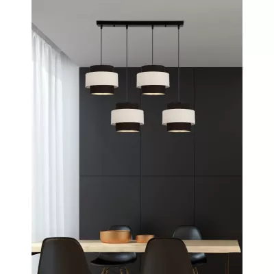 Závesné moderné svetlo nad jedálenský stôl BENTA - 4xE27, 40W, čierne / krémové