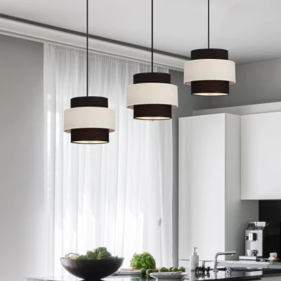 Závesné moderné svetlo nad jedálenský stôl BENTA - 3xE27, 40W, čierne / krémové