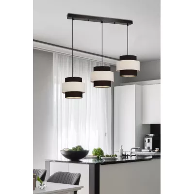 Závesné moderné svetlo nad jedálenský stôl BENTA - 3xE27, 40W, čierne / krémové