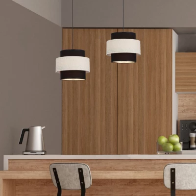 Závesné moderné svetlo nad jedálenský stôl BENTA - 2xE27, 40W, čierne / krémové