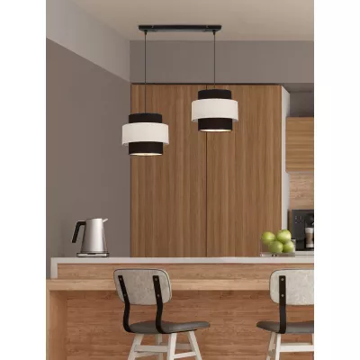 Závesné moderné svetlo nad jedálenský stôl BENTA - 2xE27, 40W, čierne / krémové