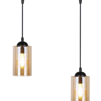 Závesné moderné svietidlo nad jedálenský stôl BISTRO - 2xE27, 40W, čierne / jantárové