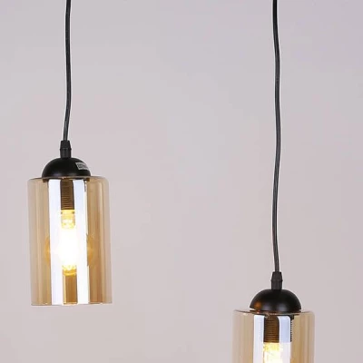 Závesné moderné svietidlo nad jedálenský stôl BISTRO - 2xE27, 40W, čierne / jantárové