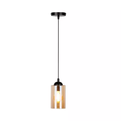 Závesné moderné svietidlo BISTRO - 1xE27, 40W, čierne / jantárové
