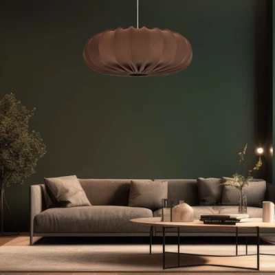 Dizajnové závesné osvetlenie CAFEE - 1xE27, 40W, 66cm, okrúhle, biele / mokka