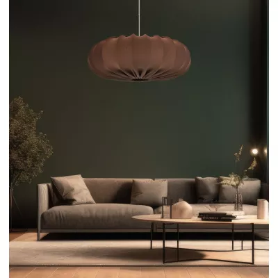 Dizajnové závesné osvetlenie CAFEE - 1xE27, 40W, 52cm, okrúhle, čierne / mokka