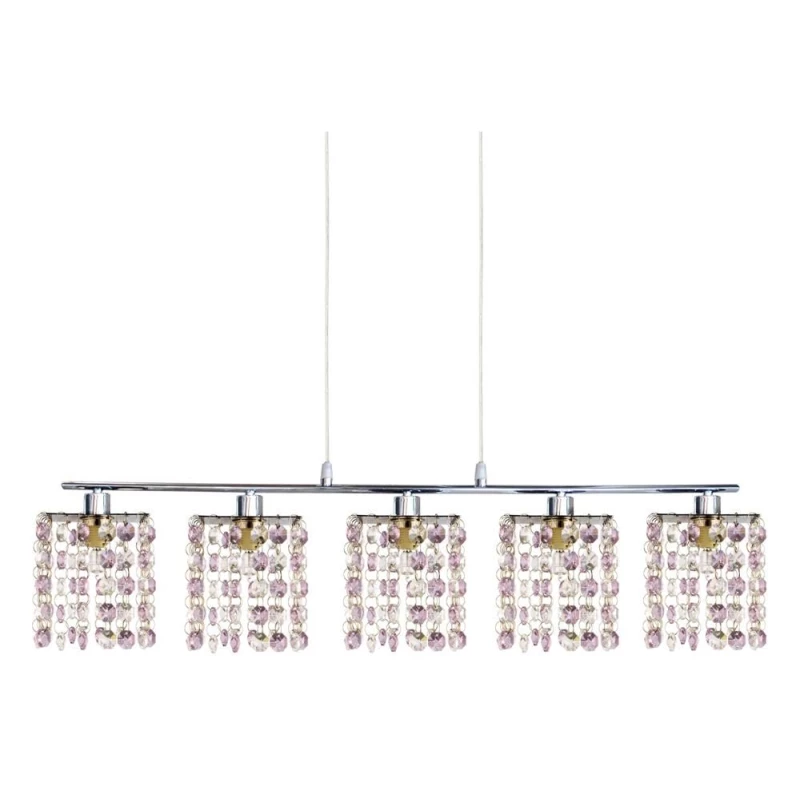 Závesné svietidlo nad jedálenský stôl CLASSIC - 5xG9, 40W, chrómované / fialové