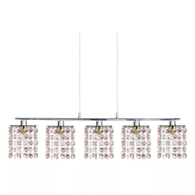 Závesné svietidlo nad jedálenský stôl CLASSIC - 5xG9, 40W, chrómované / fialové