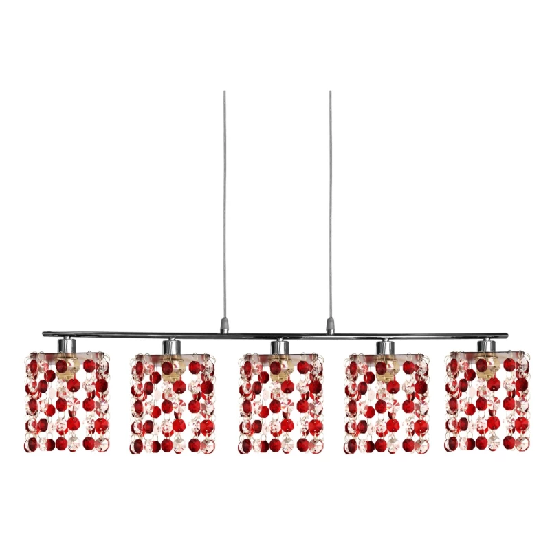 Závesné svietidlo nad jedálenský stôl CLASSIC - 5xG9, 40W, chrómované / červené