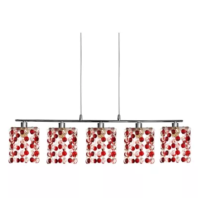 Závesné svietidlo nad jedálenský stôl CLASSIC - 5xG9, 40W, chrómované / červené