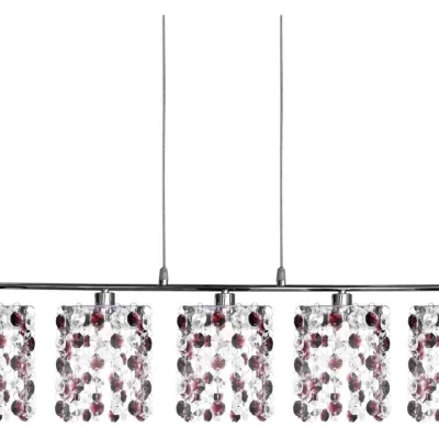 Závesné svietidlo nad jedálenský stôl CLASSIC - 5xG9, 40W, chrómované / vínové