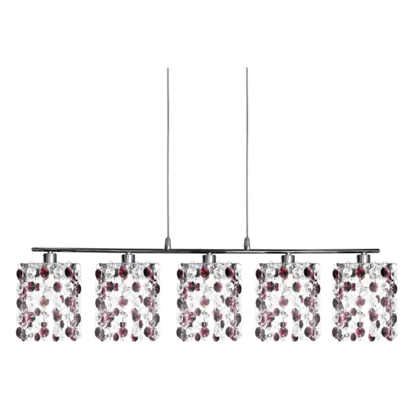Závesné svietidlo nad jedálenský stôl CLASSIC - 5xG9, 40W, chrómované / vínové