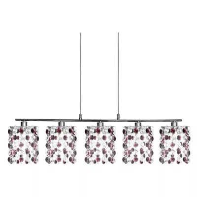 Závesné svietidlo nad jedálenský stôl CLASSIC - 5xG9, 40W, chrómované / vínové