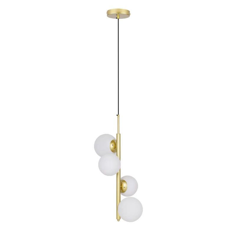 Závesné art deco svietidlo CORDEL - 4xG9, 28W, mosadzné / biele