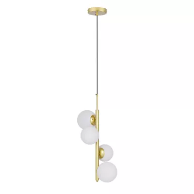 Závesné art deco svietidlo CORDEL - 4xG9, 28W, mosadzné / biele