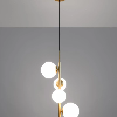 Závesné art deco svietidlo CORDEL - 4xG9, 28W, mosadzné / biele