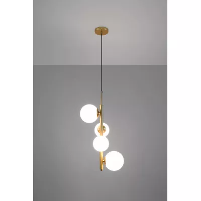 Závesné art deco svietidlo CORDEL - 4xG9, 28W, mosadzné / biele