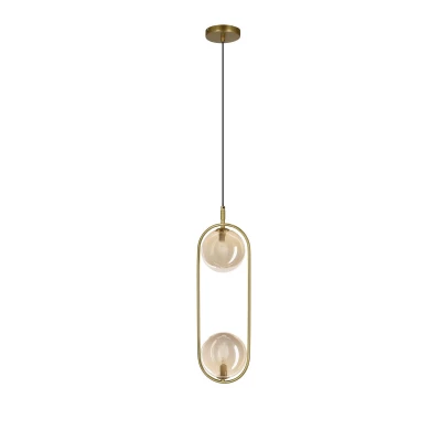 Závesné art deco osvetlenie CORDEL - 2xG9, 28W, mosadzné / jantárové