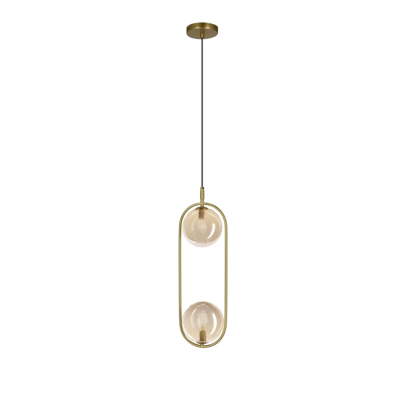 Závesné art deco osvetlenie CORDEL - 2xG9, 28W, mosadzné / jantárové