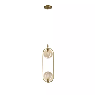 Závesné art deco osvetlenie CORDEL - 2xG9, 28W, mosadzné / jantárové