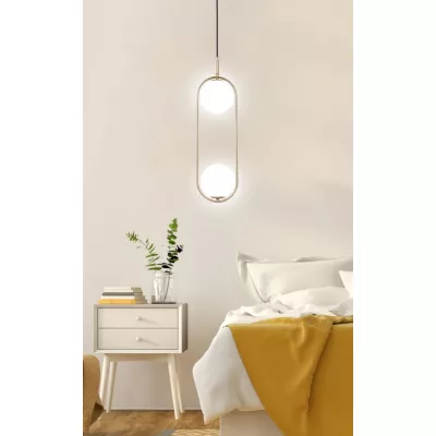 Závesné art deco osvetlenie CORDEL - 2xG9, 28W, mosadzné / biele