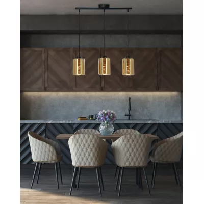 Moderné závesné osvetlenie nad jedálenský stôl COX - 3xE27, 60W, zlaté