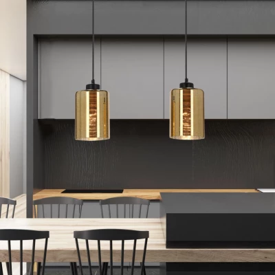 Moderné závesné osvetlenie nad jedálenský stôl COX - 2xE27, 60W, zlaté