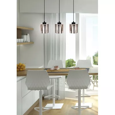Moderné závesné osvetlenie nad jedálenský stôl COX - 3xE27, 60W, chrómované