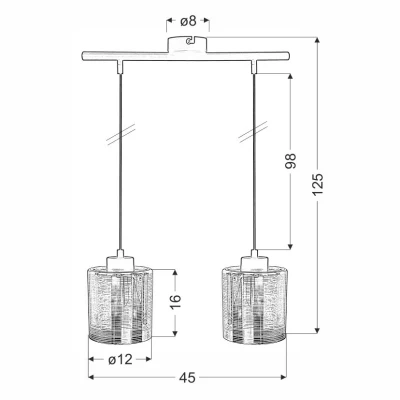 Moderné závesné osvetlenie nad jedálenský stôl COX - 2xE27, 60W, chrómované