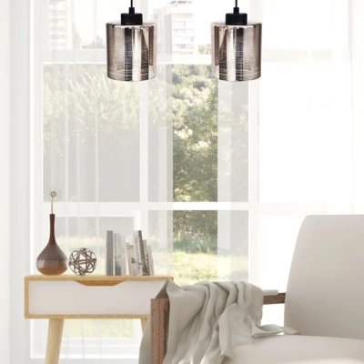 Moderné závesné osvetlenie nad jedálenský stôl COX - 2xE27, 60W, chrómované