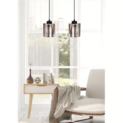 Moderné závesné osvetlenie nad jedálenský stôl COX - 2xE27, 60W, chrómované