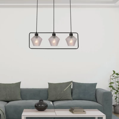 Závesné osvetlenie nad jedálenský stôl NIKO - 3xE27, 40W, čierne / číre
